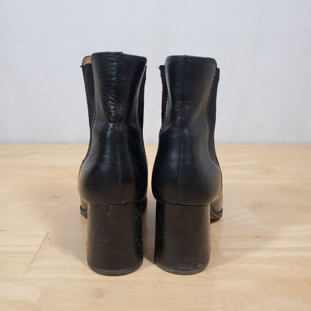 Madewell Laura Ankle Boot Women's Sz 6.5 Black Leather Chelsea PullOn Block Heel - Picture 7 of 11
